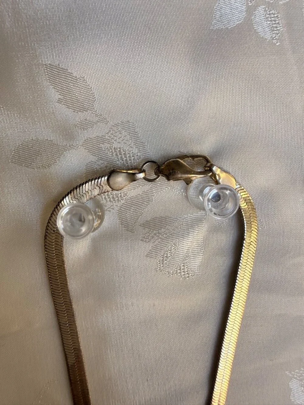 Vintage Silver-Tone Herringbone Chain Bracelet
